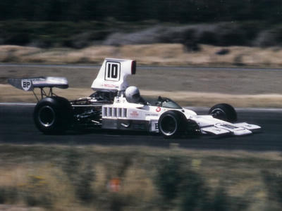 Warwick Brown in his new Lola T332 at Teretonga Park in January 1974. Copyright Kevin Thomson 2011. Used with permission.