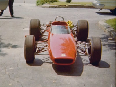 The brand new McLaren M4A destined for Chuck Dietrich arrives at Robert Amey's house in June 1967. Copyright Frederick Amey 2014. Used with permission.