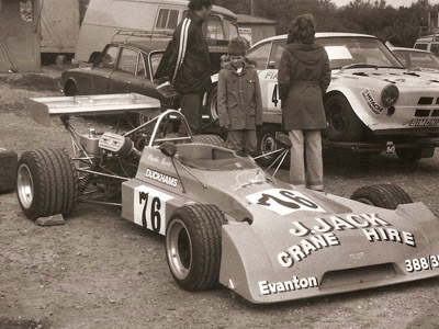 Jimmy Jack's Chevron B25/B29 in the paddock at Longridge in September 1977. Copyright Simon Arron 2020. Used with permission.