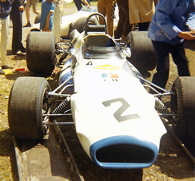 Jack Brabham's John Coombs Brabham BT30-17 at Rouen in 1970. Copyright Gerard Barathieu. Used with permission.