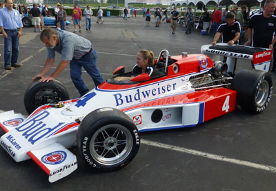A McLaren M24/M24B restored to 1979 Budweiser livery at the Historic Indycar Exhibition in May 2017. Copyright Ian Blackwell 2017. Used with permission.