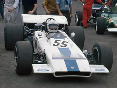 Dave Walker in the rebuilt 70/02 at Oulton Park in September 1970. Copyright Alan Cox 2006. Used with permission.