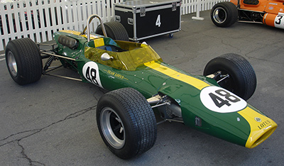 The restored Lotus 48 R1 at Montjuich Park in 2007.  Image has been released into the Public Domain by its copyright holder.