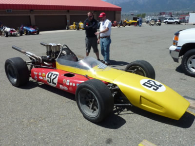 Steve Morici's Gilbert at Fontana in 2011, still with John Martin's #92 livery on the sidepods but with new yellow top bodywork as used by George Follmer in 1969. Copyright Philippe de Lespinay. Used with permission.