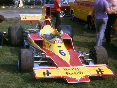 Ian Ashley's T330 HU17 at Mallory Park in 1974. Copyright Stuart Dent 2006. Used with permission.