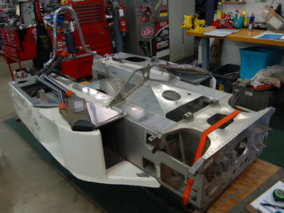 Jeff Urwin's Eagle undergoing restoration at Greg Eliff's GE Autosport shop in November 2014. Copyright Jacques Dresang 2016. Used with permission.