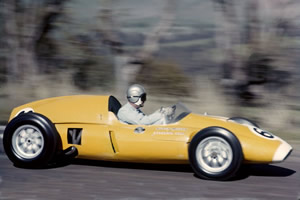 Yet another Cooper Mk IV 'T51', the distinctive yellow machine of Austin Miller at Bathurst.  Copyright John Ellacott 2008.  Used with permission.