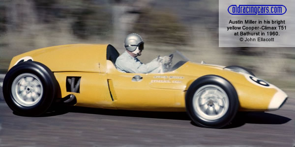 Yet another Cooper Mk IV 'T51', the distinctive yellow machine of Austin Miller at Bathurst.  Copyright John Ellacott 2008.  Used with permission.