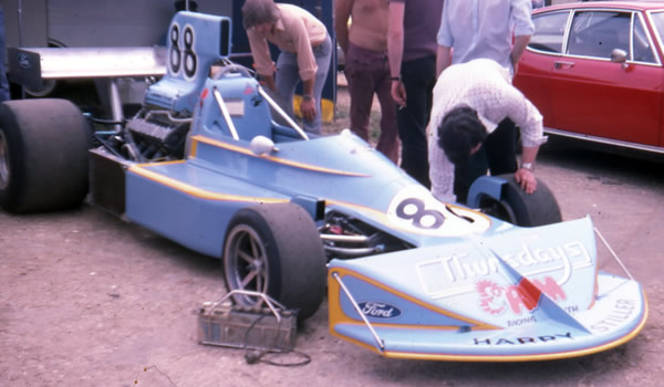 The first appearance of the new March 75A in the paddock at Snetterton in July 1975. Copyright Dr Brian S Ellis 2008. Used with permission.