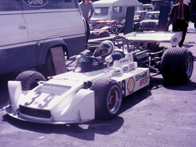 The first appearance of the new March 75A in the paddock at Snetterton in July 1975. Copyright Dr Brian S Ellis 2008. Used with permission.