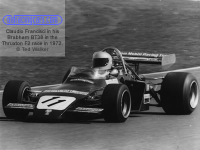 Claudio Francisci in his Brabham BT38 in the Thruxton F2 race in 1972. Copyright Ted Walker 2019. Used with permission.