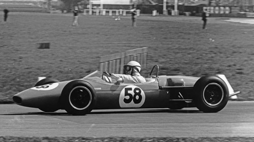 Rodney Bloor's Brabham BT9 at the Aintree 200 in 1964. Copyright Ted Walker 2013. Used with permission.
