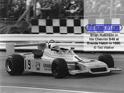 Brian Robinson in his Chevron B48 at an Aurora BF1 race at Brands Hatch in 1980. Copyright Ted Walker 2020. Used with permission.