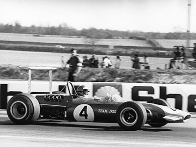 John Pollock in the Team Ireland Lotus 48 at Thruxton in April 1969. Copyright Ted Walker 2010. Used with permission.