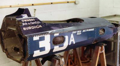 A subsequent image taken of TS8/06 at Chuck Haines'.  Here the earlier McCormack/Moran livery is visible after the TS11 sidepods have been removed.