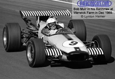 Bob Muir in his Rennmax during practice at Warwick Farm in Dec 1969. Copyright Lynton Hemer 2020. Used with permission. Bob Muir in his Rennmax during practice at Warwick Farm in Dec 1969. Copyright Lynton Hemer 2020. Used with permission.