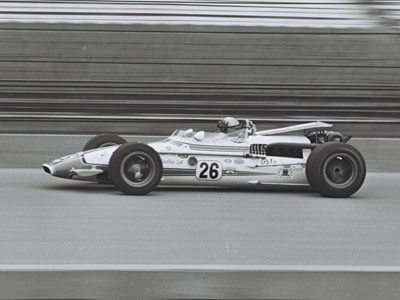 The Bulldog Stables #26 car driven by Rick Muther at the 1969 Indy 500. Part of the Dave Friedman collection. Licenced by The Henry Ford under Creative Commons licence Attribution-NonCommercial-NoDerivs 2.0 Generic. Original image has been cropped. The Bulldog Stables #26 car driven by Rick Muther at the 1969 Indy 500. Part of the Dave Friedman collection. Licenced by The Henry Ford under Creative Commons licence Attribution-NonCommercial-NoDerivs 2.0 Generic. Original image has been cropped.