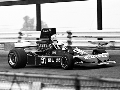 Maurizio Flammini in the Shierson Racing March 76A at Riverside in October 1976. Copyright Michael Hewitt 2023. Used with permission.