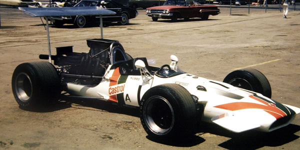David Hobbs' brand new Surtees TS5A at Dallas in 1970. Copyright David Hutson 2006. Used with permission.