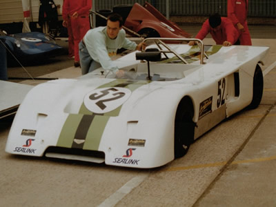 Alain Filhol's Chevron B19 in the Donington Park paddock in July 1990. Copyright Jeremy Jackson 2009. Used with permission.