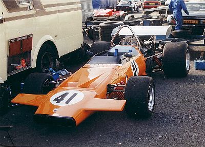 Roger Ealand's McLaren M18 at Donington Park in September 1993. Copyright Jeremy Jackson 1993. Used with permission.