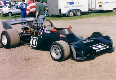 Tim Barry's ex-Ian Ward Trojan T102 at Mallory Park in May 1994. Copyright Jeremy Jackson 2001. Used with permission.