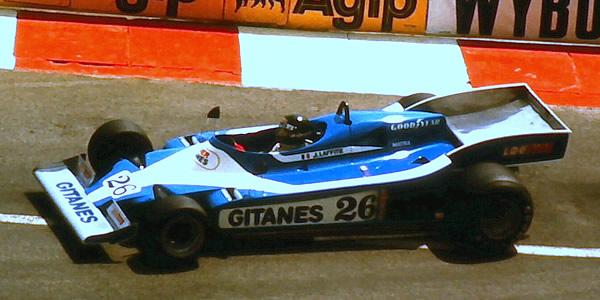 Jacques Laffite in the brand new Ligier JS9 at its first appearance, the 1978 Monaco Grand Prix. Copyright Martin Lee 2017. Used with permission.