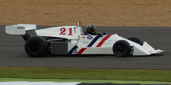 Derek Jones in the restored Hesketh 308C at the Silverstone Classic in July 2016. Copyright Keith Lewcock 2017. Used with permission.