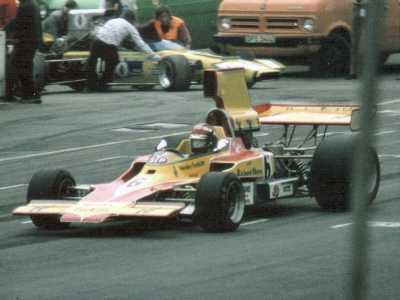 Ian Ashley with T330 HU17 at Brands Hatch in 1973. Copyright Simon Lewis 2004. Used with permission.