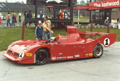 Jeff Wood's Carl Haas Lola T530 at Mosport Park in June 1981, the opening race of the 1981 season.  Note that this car has a 1980 nose, unlike his race car which had a VDS-style nose since late 1980. Copyright Shaun Lumley 2000. Used with permission.