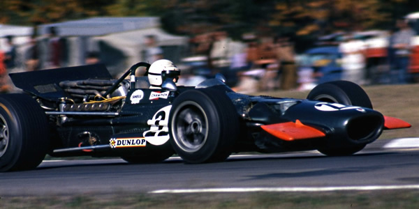 George Eaton had a turn in the rent-a-drive BRM P138 at the 1969 US GP, the last appearance of one of the unloved P138s. Copyright Norm MacLeod 2017. Used with permission.