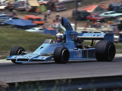 Bobby Unser in the AAR Jorgensen Eagle 755 F5000 at Mosport Park in 1975. Copyright Norm MacLeod 2017. Used with permission.