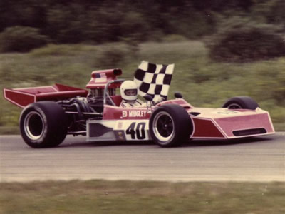 Ed Midgley winning an SCCA race in the re-nosed Mk 18 in 1976.  Copyright Ed Midgley 2004.  Used with permission.