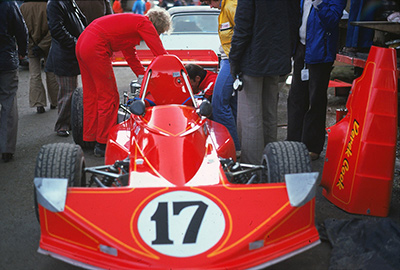 Derek Cook's brand new March 75B at Brands Hatch at the start of the 1975 season. Copyright John Nemy Jr 2020. Used with permission.