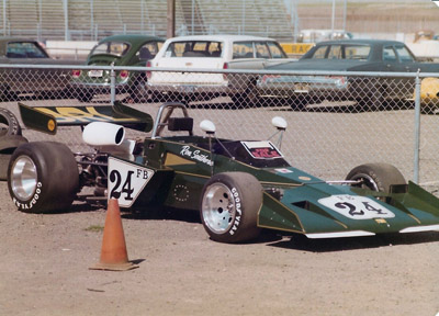 Ron Southern's Brabham BT40 for sale in the Sears Point paddock in 1973 or 1974. Copyright Vincent Puleo 2020. Used with permission.