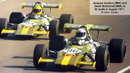 Jacques Couture (#84) and David McConnell (#86) at St Jovite in August 1971. Copyright John Sadler 2011. Used with permission. Jacques Couture (#84) and David McConnell (#86) at St Jovite in August 1971. Copyright John Sadler 2011. Used with permission.