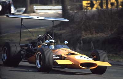 Peter Gethin in the prototype M10A/1.  Copyright Fred Scatley 2001.  Used with permission.