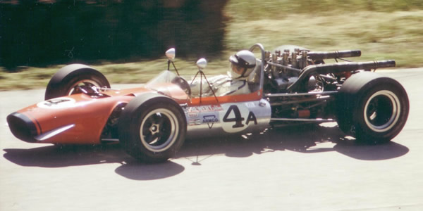 Mak Kronn in Ike Uihlein's McKee Mk 8 at Road America in July 1968. Copyright Tom Schultz 2003. Used with permission.