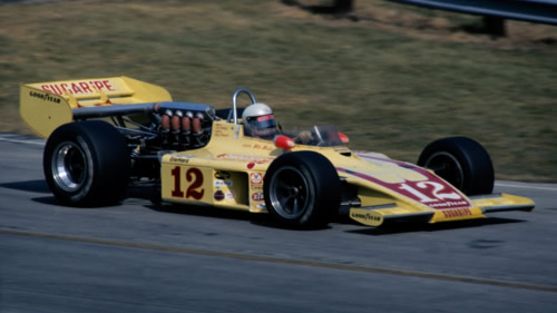 Mike Mosley in the well-used Sugaripe Prune 1974 Eagle at Milwaukee in 1975. Copyright Glenn Snyder 2009. Used with permission. Mike Mosley in the well-used Sugaripe Prune 1974 Eagle at Milwaukee in 1975. Copyright Glenn Snyder 2009. Used with permission.