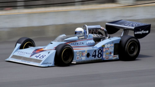 Pancho Carter in the offset Eagle at Indianapolis in 1977. Copyright Glenn Snyder 2009. Used with permission. Pancho Carter in the offset Eagle at Indianapolis in 1977. Copyright Glenn Snyder 2009. Used with permission.