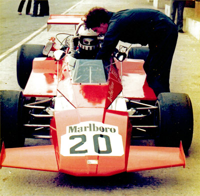 Paul Hutson's Brabham BT40 testing at Donington Park in 1977. Copyright Paul Hutson 2019. Used with permission.