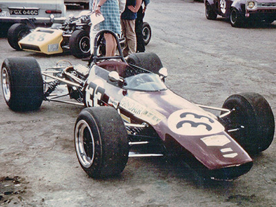 Nick Crossley's Formula 4 Chevron B15 at Snetterton in August 1972. Copyright Kevin Gannon 2023. Used with permission.