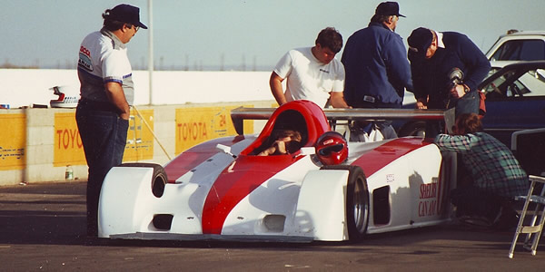 The Shelby Can-Am prototype X1 testing at Willow Springs, circa October 1987.  Copyright Bob Johnston 2010.  Used with permission.