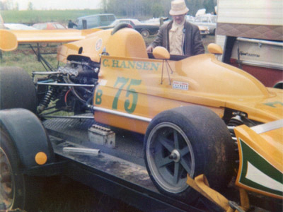 Chuck Hansen's Falconer-bodied March 722 on its trailer at VIR in April 1973. Copyright Ed Lloyd (virhistory.com) 2019. Used with permission.