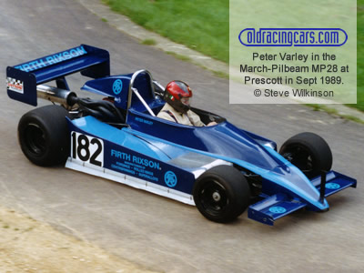 Peter Varley in the extensively-modified March-Pilbeam MP28 at Ettores at Prescott in September 1989. Copyright Steve Wilkinson 2020. Used with permission.