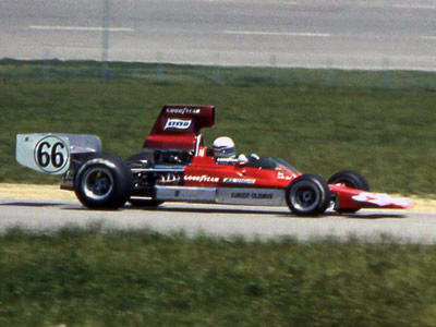 Haas Racing's Jim-Hall-modified T330 HU8, here driven by Derek Bell at R3 Michigan 1973. Copyright Mark Windecker 2004. Used with permission.