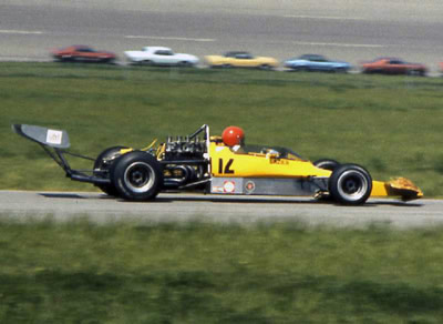 Bob Lazier racing T330 HU20 first time out at Michigan 1973. Copyright Mark Windecker 2004. Used with permission.