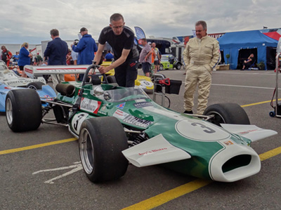 Luciano Arnold with his Brabham BT36 at the 2019 Silverstone Classic. Copyright Keith Lewcock 2019. Used with permission.