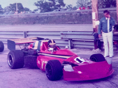 Ted Johnson in his March 75B, still in Chip Mead's livery, at MAR in May 1976. Copyright Tim Adcock 2021. Used with permission. Ted Johnson in his March 75B, still in Chip Mead's livery, at MAR in May 1976. Copyright Tim Adcock 2021. Used with permission.
