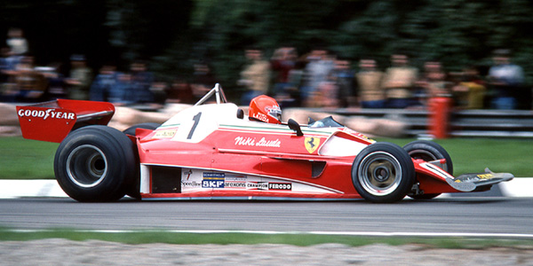 Niki Lauda in his Ferrari 312T2 at the 1976 Italian Grand Prix. Copyright GP Library Limited (licenced by Alamy) 2024. Used with permission.